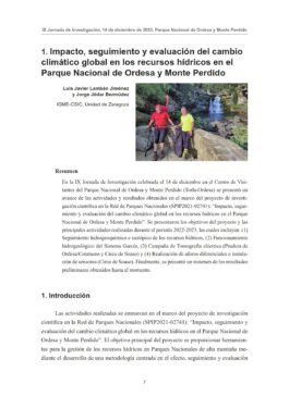 IX Jornada de investigación del Parque Nacional de Ordesa y Monte Perdido, 2023